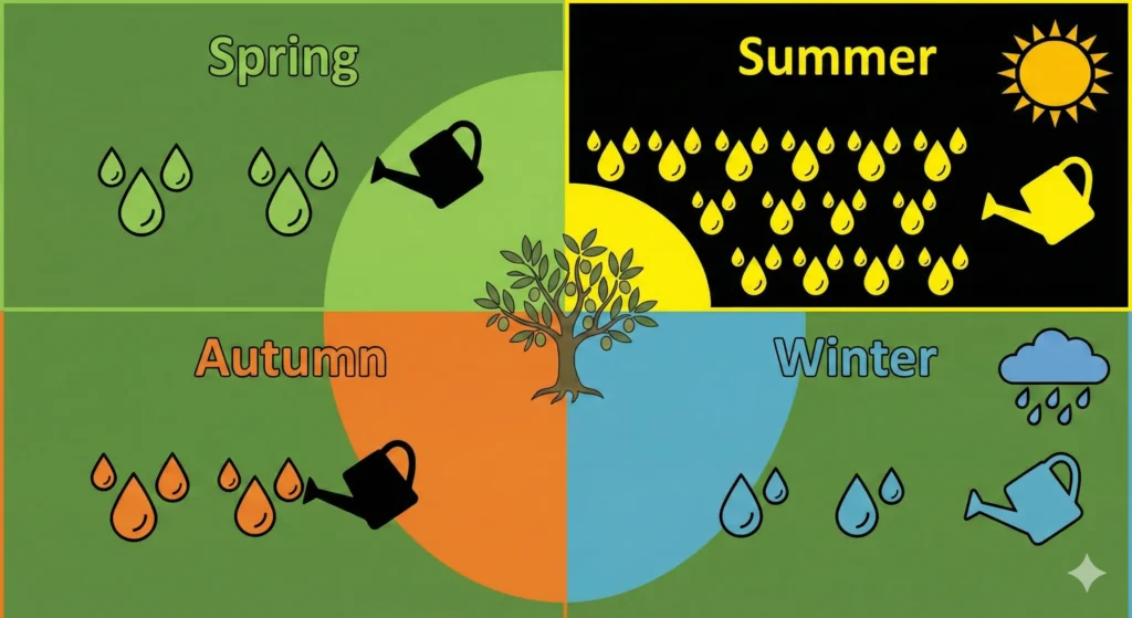 Irrigation et arrosage de l'olivier : quand, combien, comment 1 Fréquence arrosage par saison
