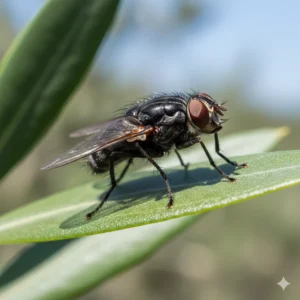 Mouche adulte (triangle blanc visible)