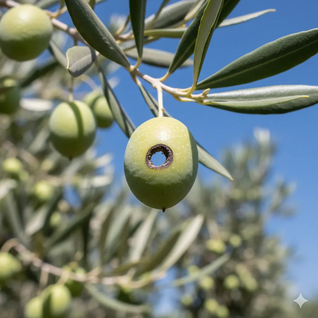 Olive avec trou de sortie