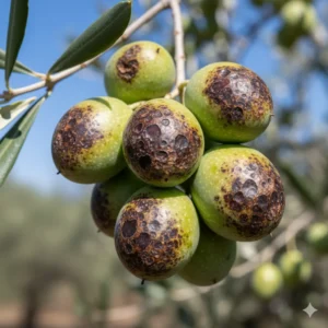 La dalmaticose sur olivier : comprendre et agir Photo d'olives atteintes de dalmaticose