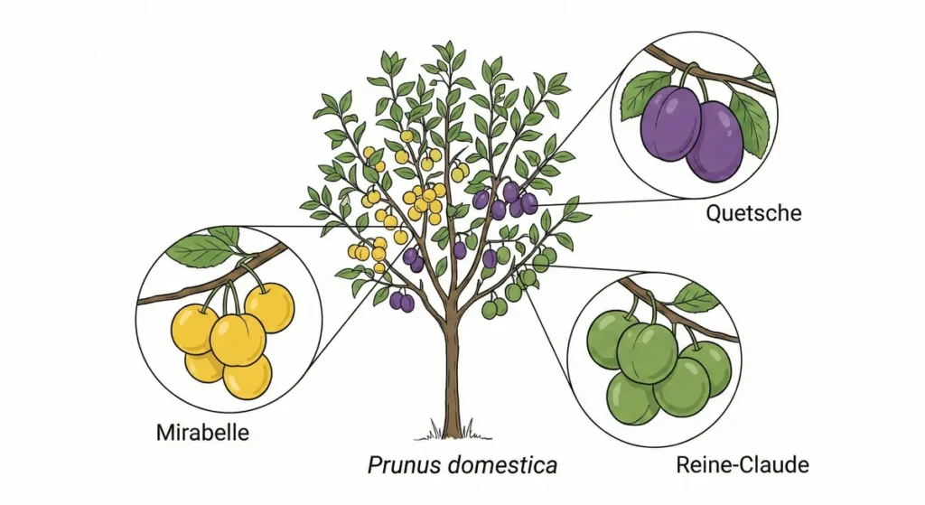Illustration botanique de Prunus domestica
