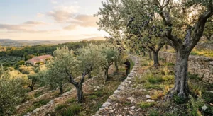 L'oléotourisme : partir à la découverte des oliveraies et huileries Oliveraie provençale en automne avec oliviers chargés de fruits