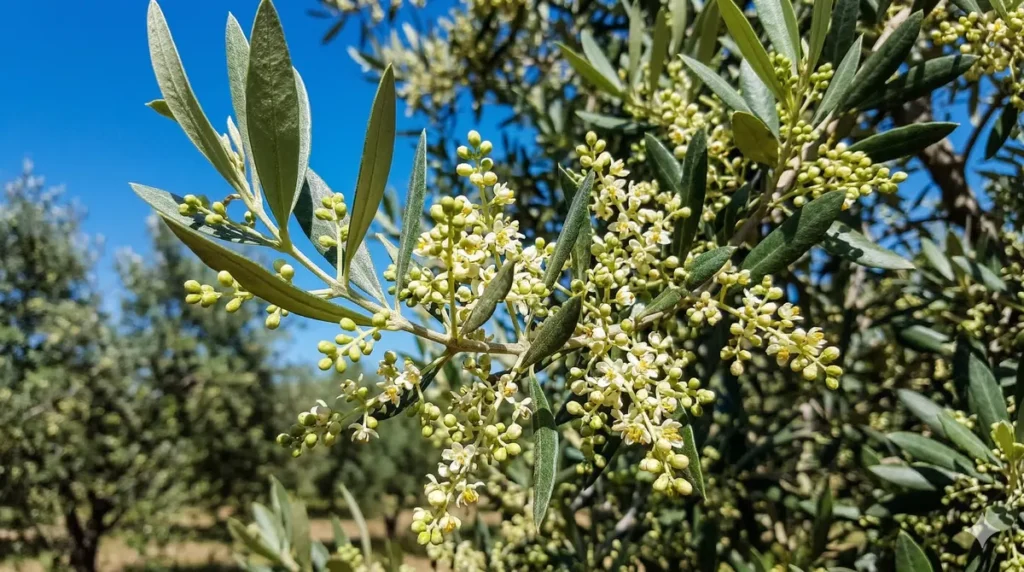 Fertiliser son olivier au printemps : le bon timing pour une reprise en force 3 Olivier en fleurs avec inflorescences printanières