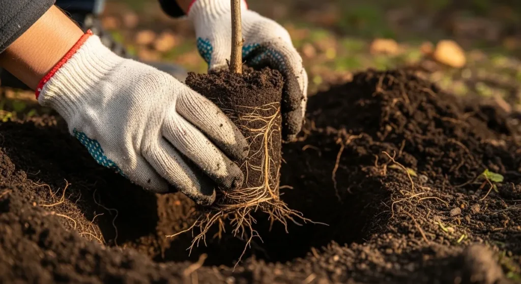 Planter un noisetier : emplacement, sol, entretien et variétés conseillées 2 Plantation d'un noisetier à racines nues