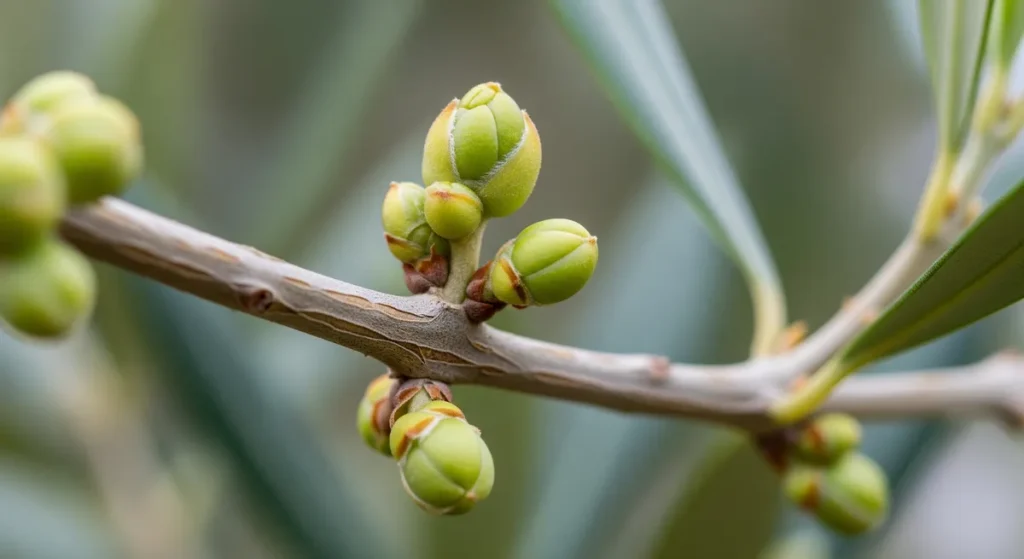 Bourgeons d'olivier en sortie de dormance