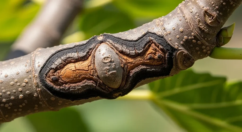 Branche de figuier avec bourrelet de chancre