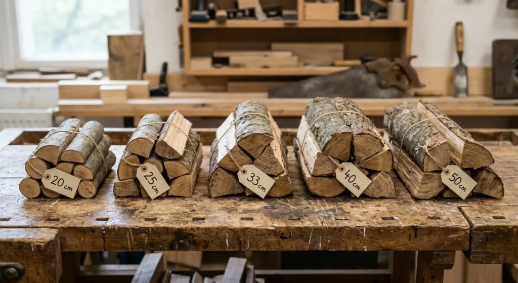 Calcul d'un stère de bois : formule exacte, coefficients et exemples concrets 3 Bûches de différentes longueurs