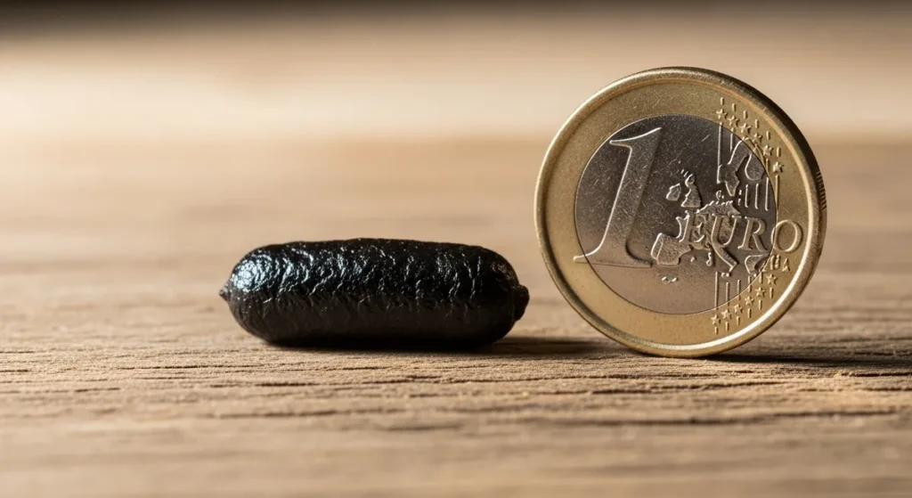 Crotte de rat : reconnaître, nettoyer et éloigner les rongeurs du potager 1 Comparaison taille pièce vs crotte de rat