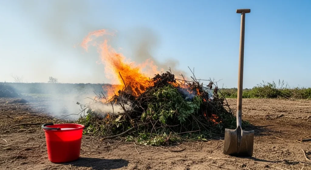 Feu de résidus de taille