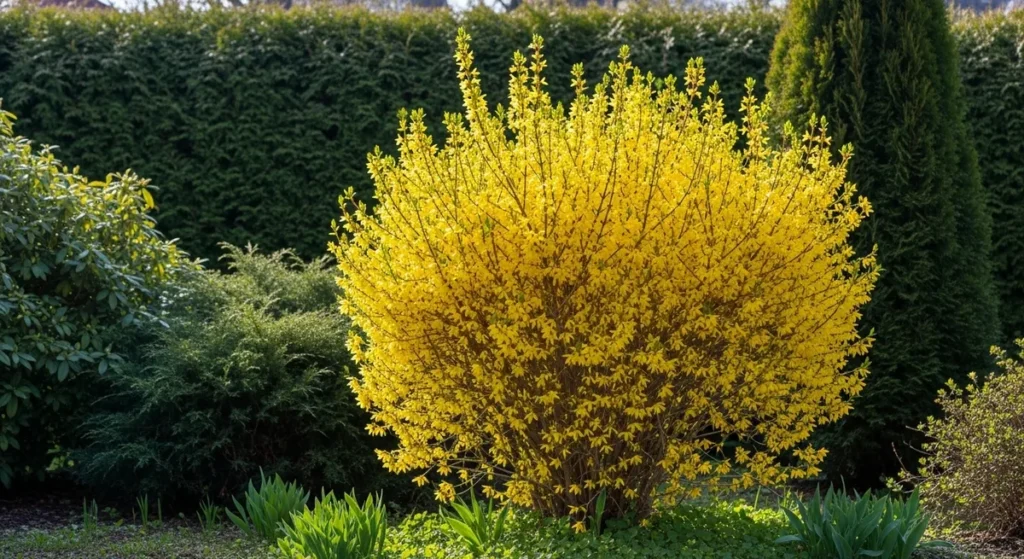 Haie brise-vue fleurie : 10 arbustes pour allier intimité et beauté 2 Forsythia fleurie