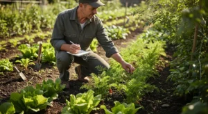 Jardinier dans l'évaluation de ses cultures