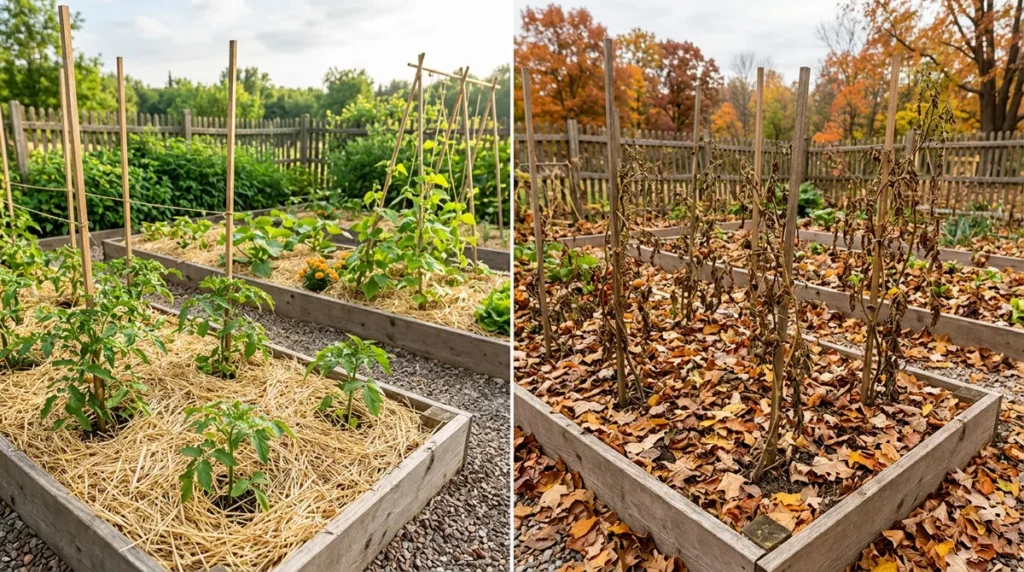 Paillage au potager : quels matériaux choisir et comment bien les utiliser 2 Paillis d'été vs paillis d'automne