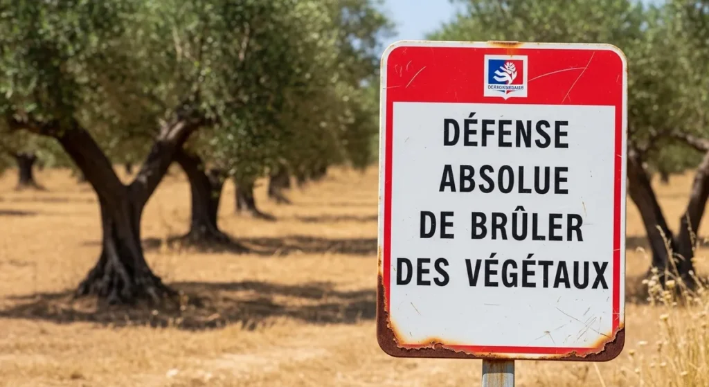 Panneau d'interdiction de brûler des végétaux