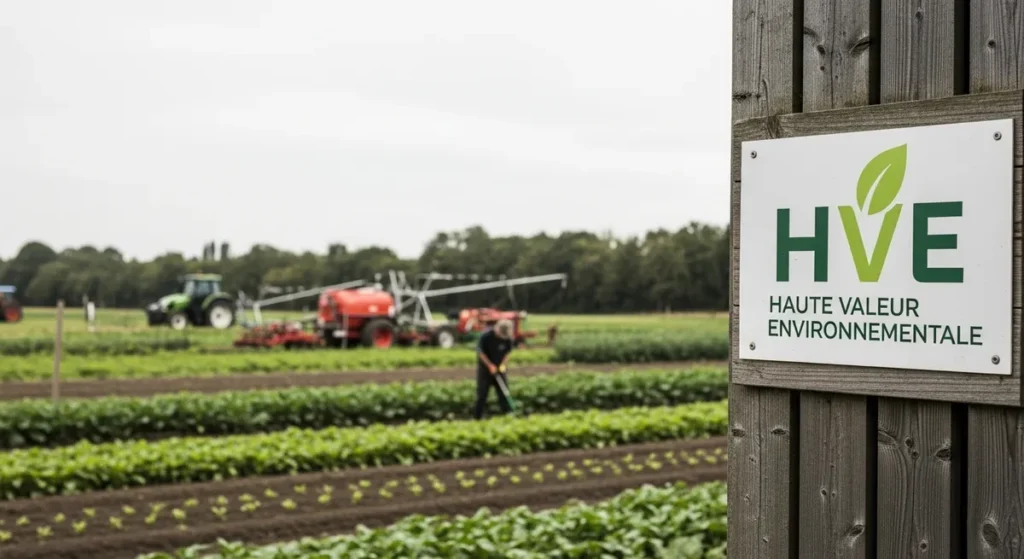 La culture raisonnée : entre conventionnel et bio, une vraie alternative ? 1 Visuel de certification HVE sur une exploitation agricole