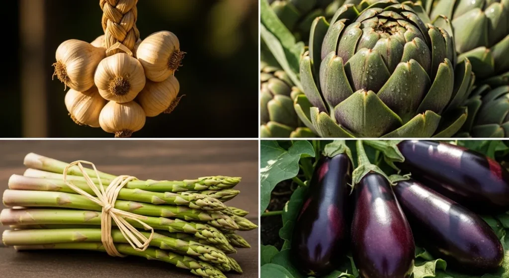 Ail, artichaud, asperges et aubergines