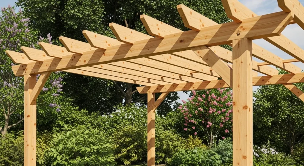 Pergola en bois faite maison : matériaux, étapes et conseils pour réussir votre construction 2 Bois de construction pour pergola