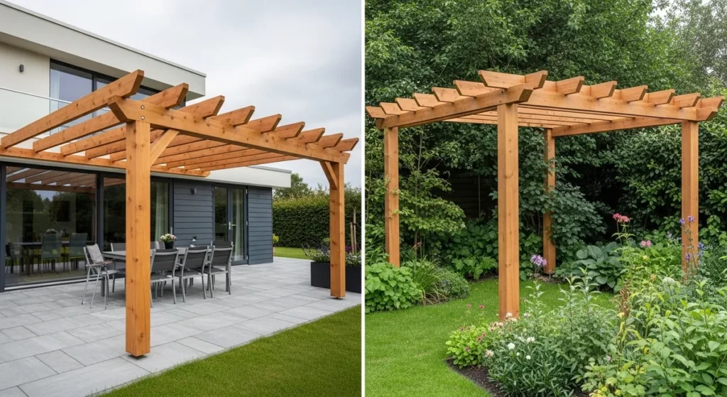 Pergola en bois faite maison : matériaux, étapes et conseils pour réussir votre construction 1 Comparaison pergolas adossée ou autoportante