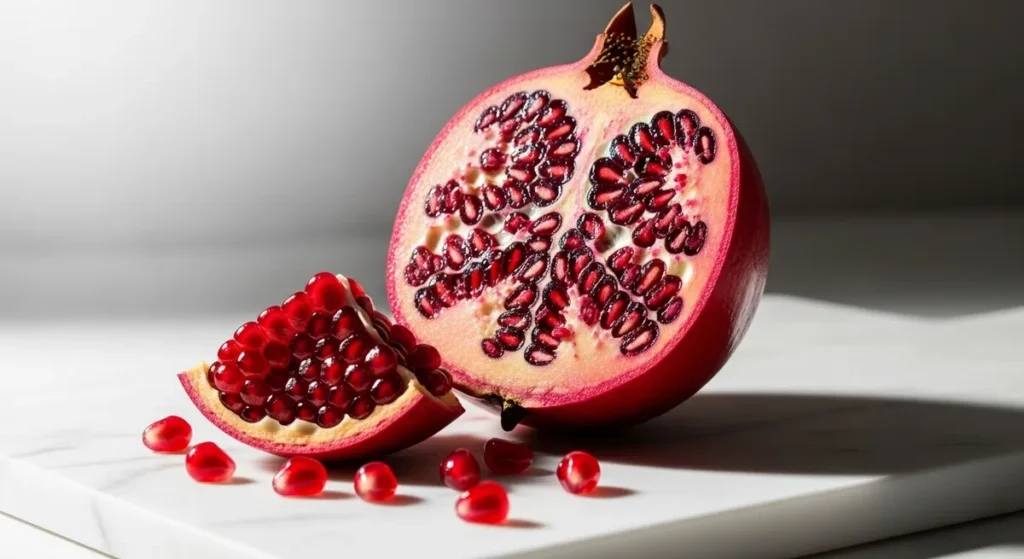 Fruit en g : la liste complète des fruits qui commencent par G 2 Grenade coupée en deux