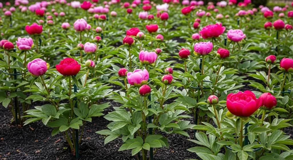 Pivoines de Chine au stade de boutons floraux serrés