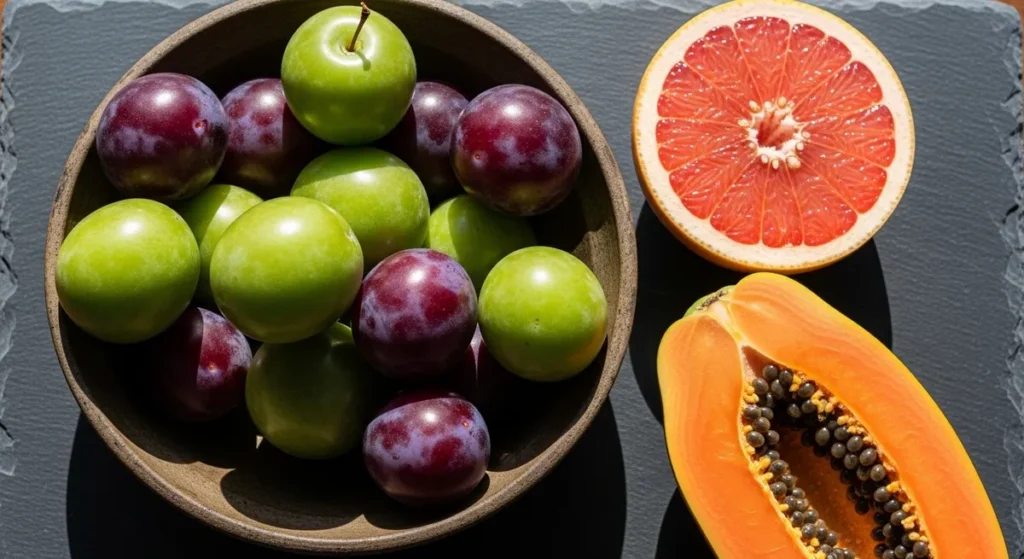 Fruit en p : la liste complète des fruits qui commencent par P 2 Prunes pamplemousse et papaye