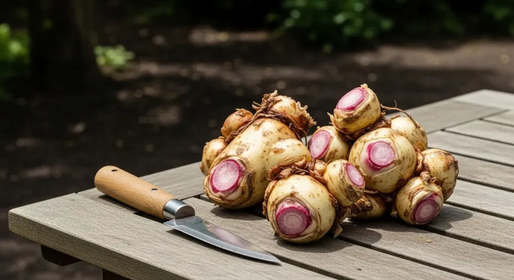 Rhizomes de pivoine détérrés