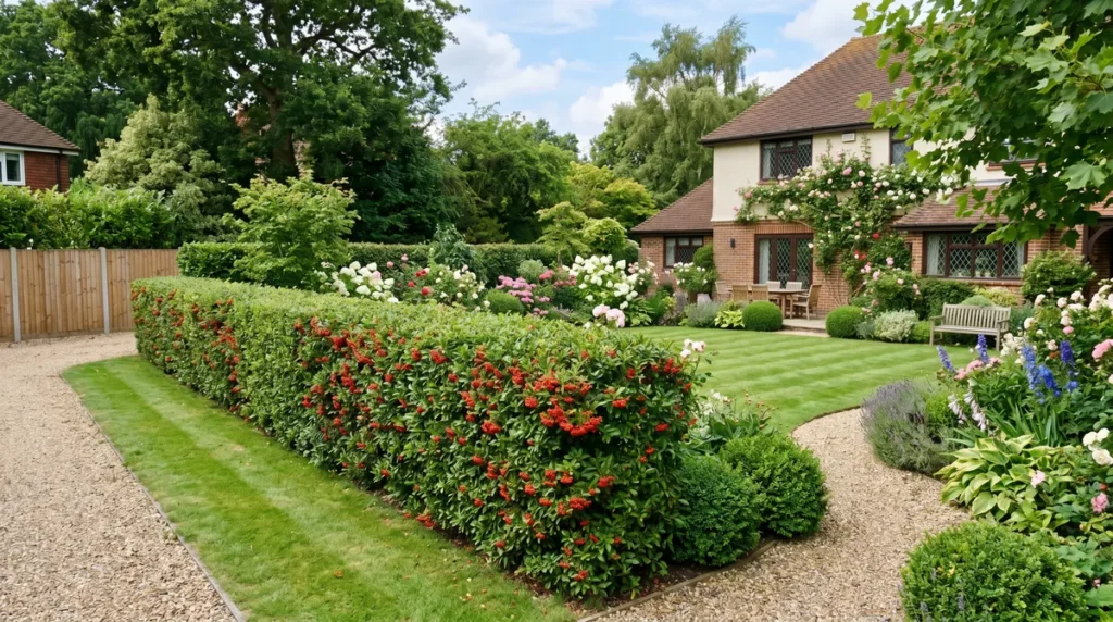Haie de pyracantha en limite de propriété