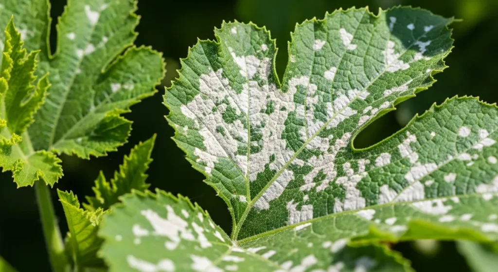 Oïdium sur plants de courgette