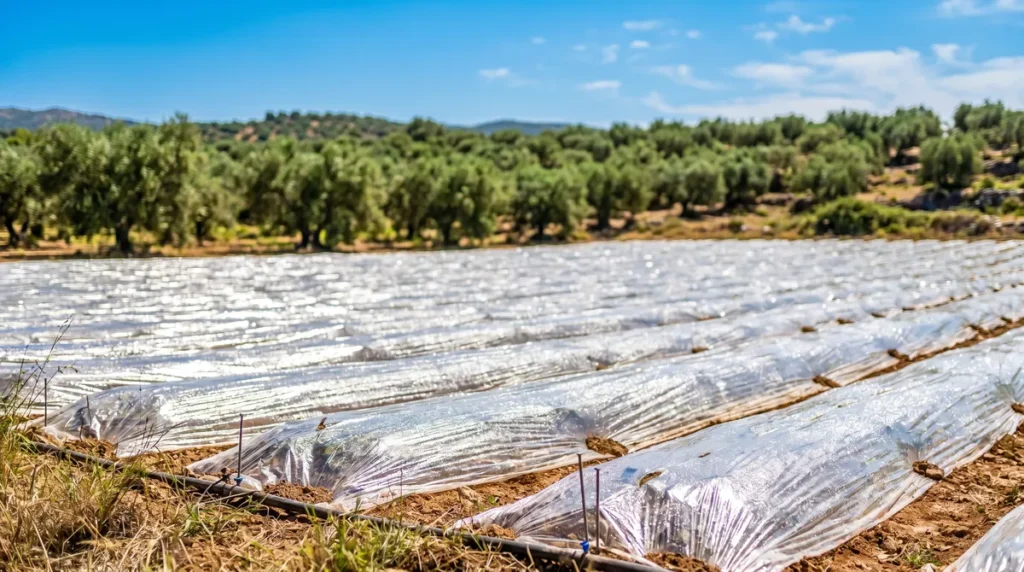 Décontamination du sol en oliveraie : méthodes et bonnes pratiques 3 Parcelle sous film polyéthylène