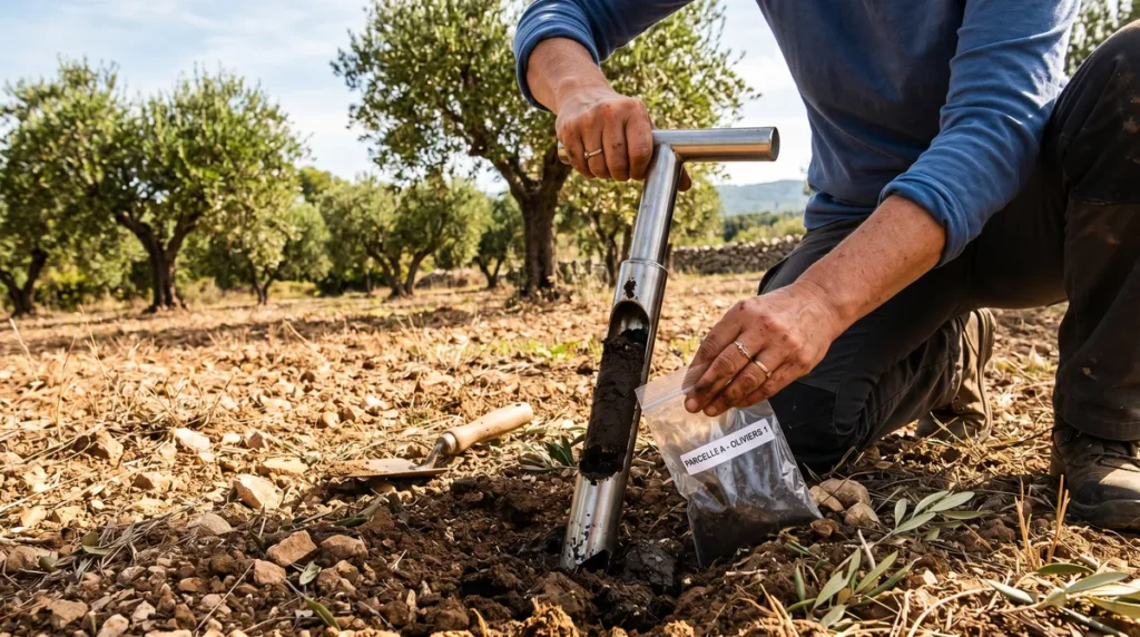 Décontamination du sol en oliveraie : méthodes et bonnes pratiques 2 Prélèvement échantillon de terre