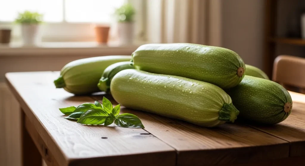 Récolte de courgettes