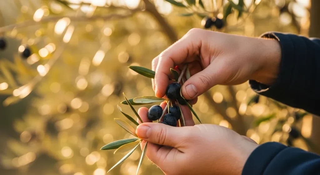 Récolte d'olives noires