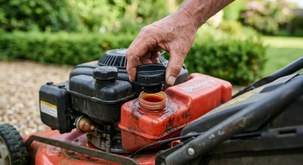 Ma Tondeuse ne Démarre Pas : le Diagnostic Complet pour la Remettre en Marche 1 Réservoir de carburant d'une tondeuse