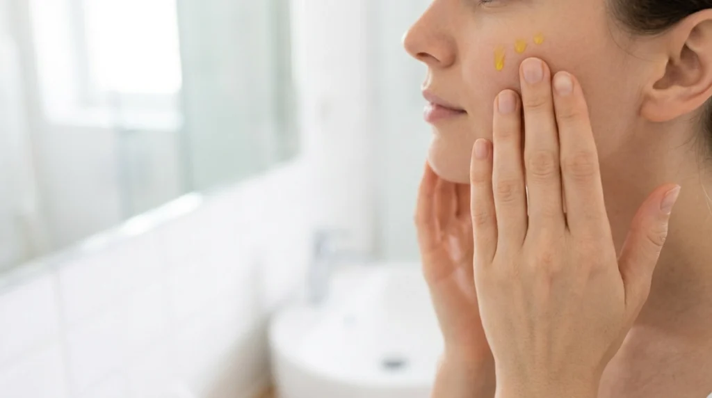 Huile d'Olive : les Meilleurs Soins pour la Peau et les Cheveux 2 Application d'huile d'olive sur le visage
