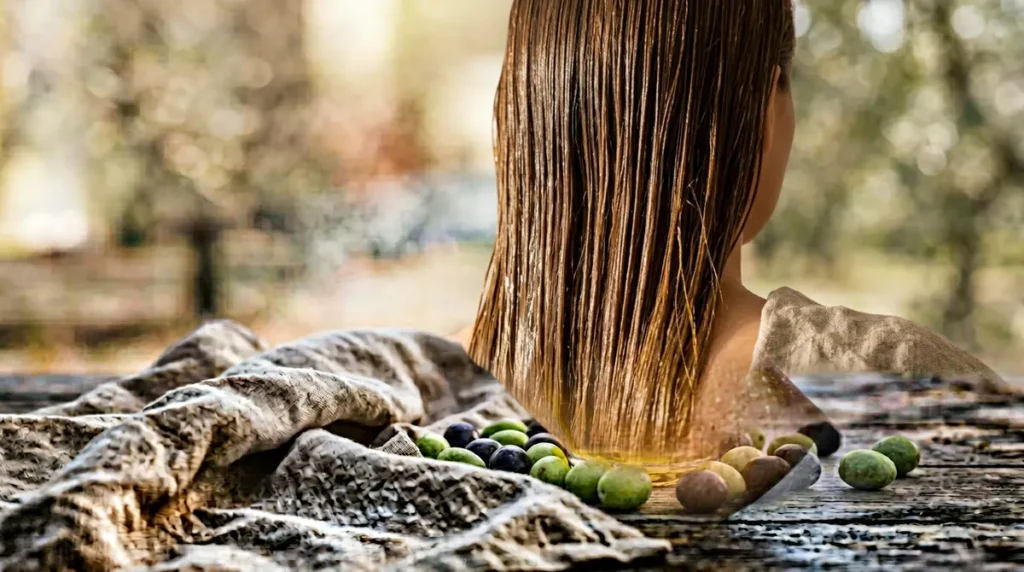 Huile d'Olive : les Meilleurs Soins pour la Peau et les Cheveux 4 Bain d'huile d'olive sur cheveux longs