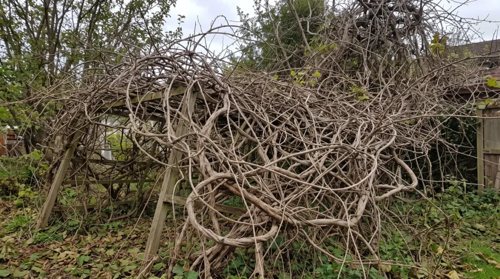 Charpente dédorganisée d'un kiwitier non taillé