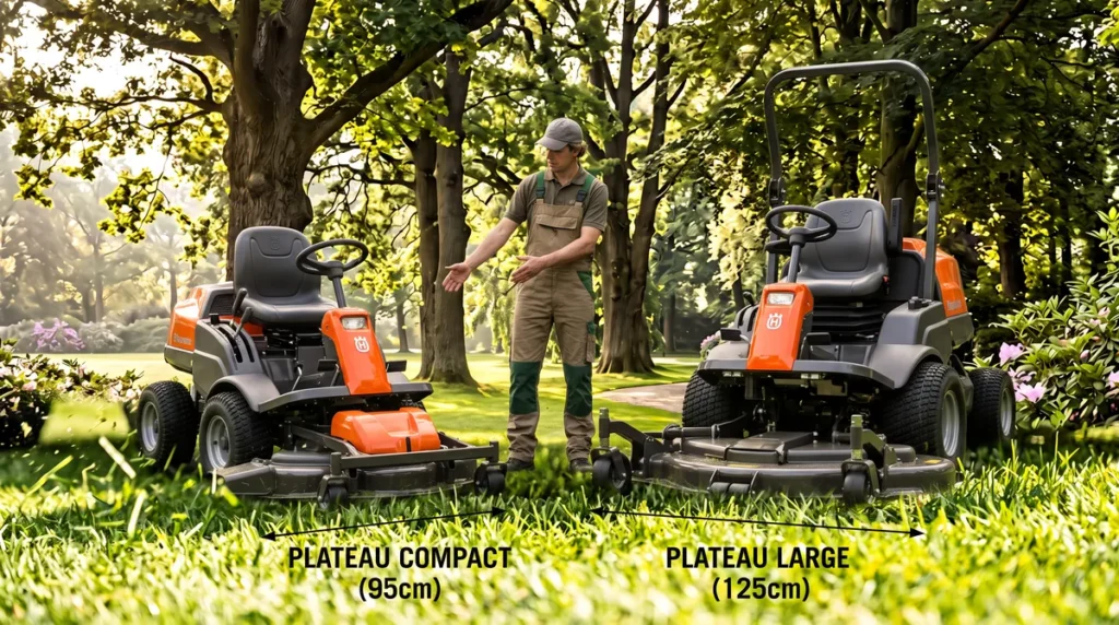 Tondeuse à coupe frontale : comprendre, choisir et bien l'utiliser 3 Comparatif largeurs de plateaux de coupe
