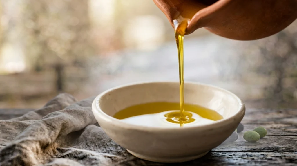 Huile d'Olive : les Meilleurs Soins pour la Peau et les Cheveux 1 Composition naturelle de l'huile d'olive en gros plan