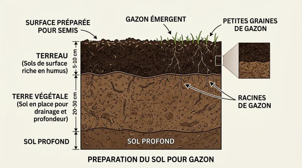 Schéma d'un sol de jardin