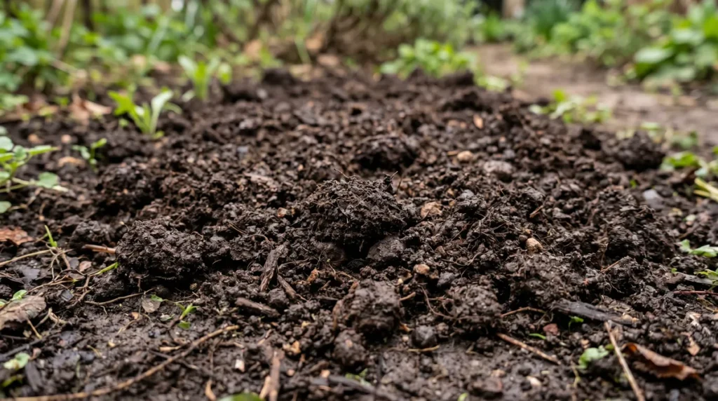 Terreau fraichement étalé sur un sol de jardin